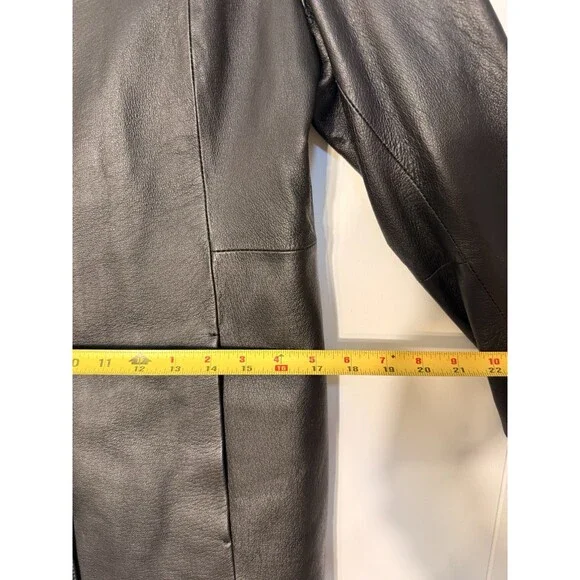 Vintage Tribeca Studio Women’s Black 100% Leather Blazer Size PS Small Fit - Picture 7 of 8